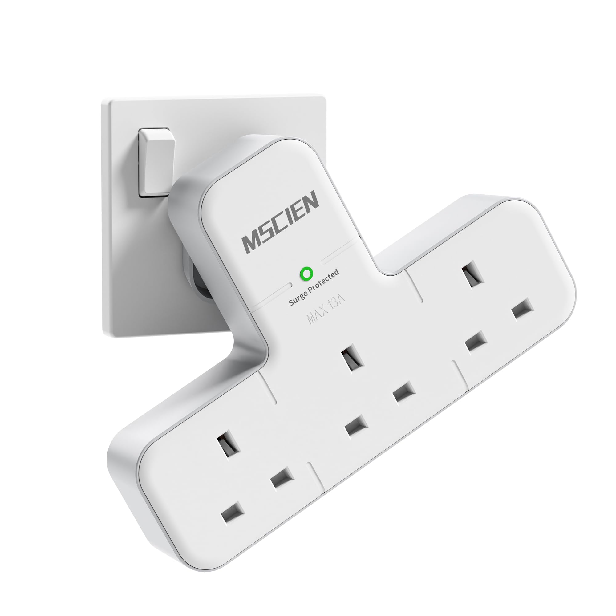 Multi Plug Adapter, Mscien 3 Way UK Plug Extension Socket with 315 Degree Rotati