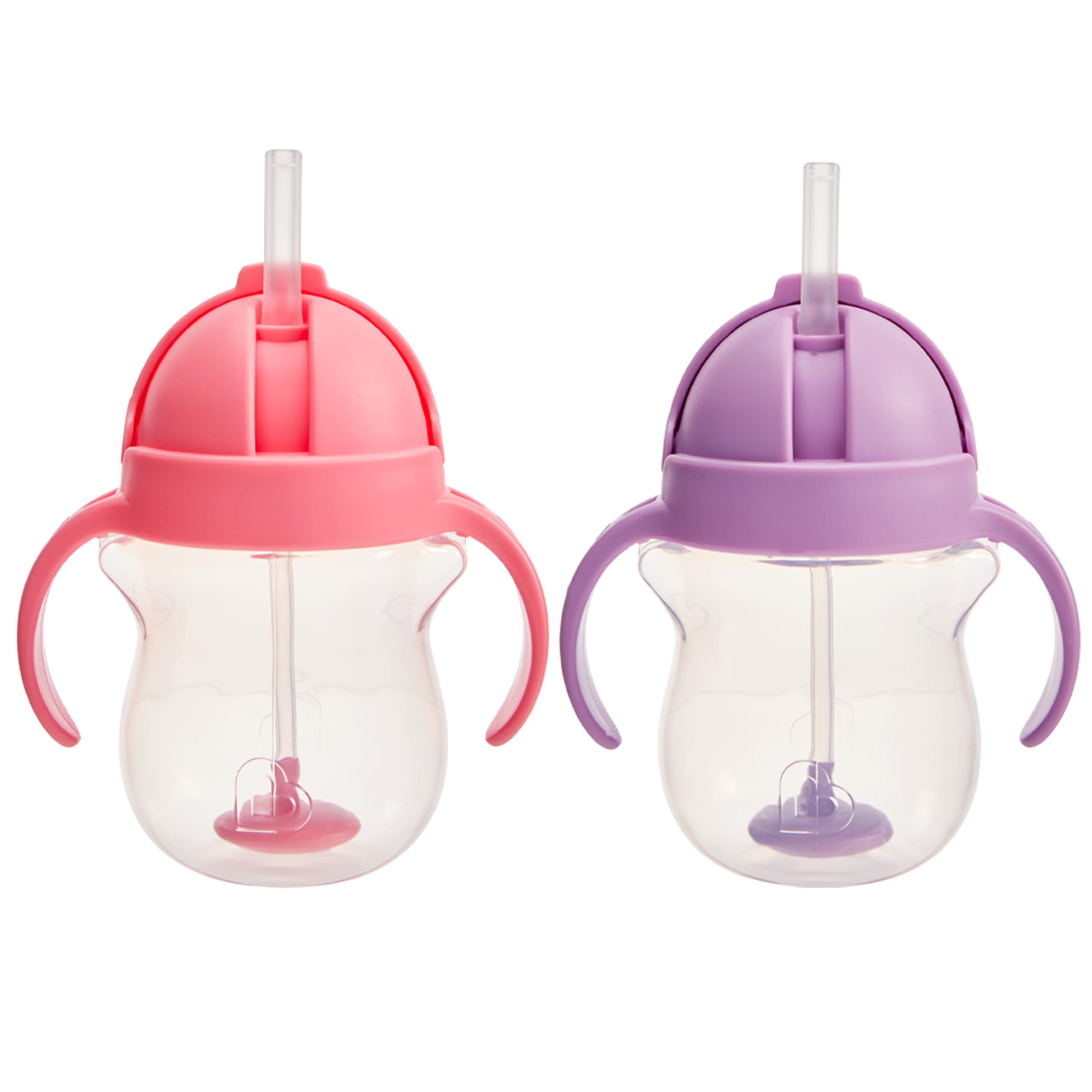 Munchkin Any Angle Sippy Cup with Weighted Straw, 2 Pack, Pink/Purple