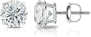 1/5 to 2 Carat Lab Grown Diamond Round Stud Earrings for Women in 14k Gold (VS2-SI1, 0.20 to 1.00 cttw) 4-Prong Setting Screw Back Studs by Diamond Wish