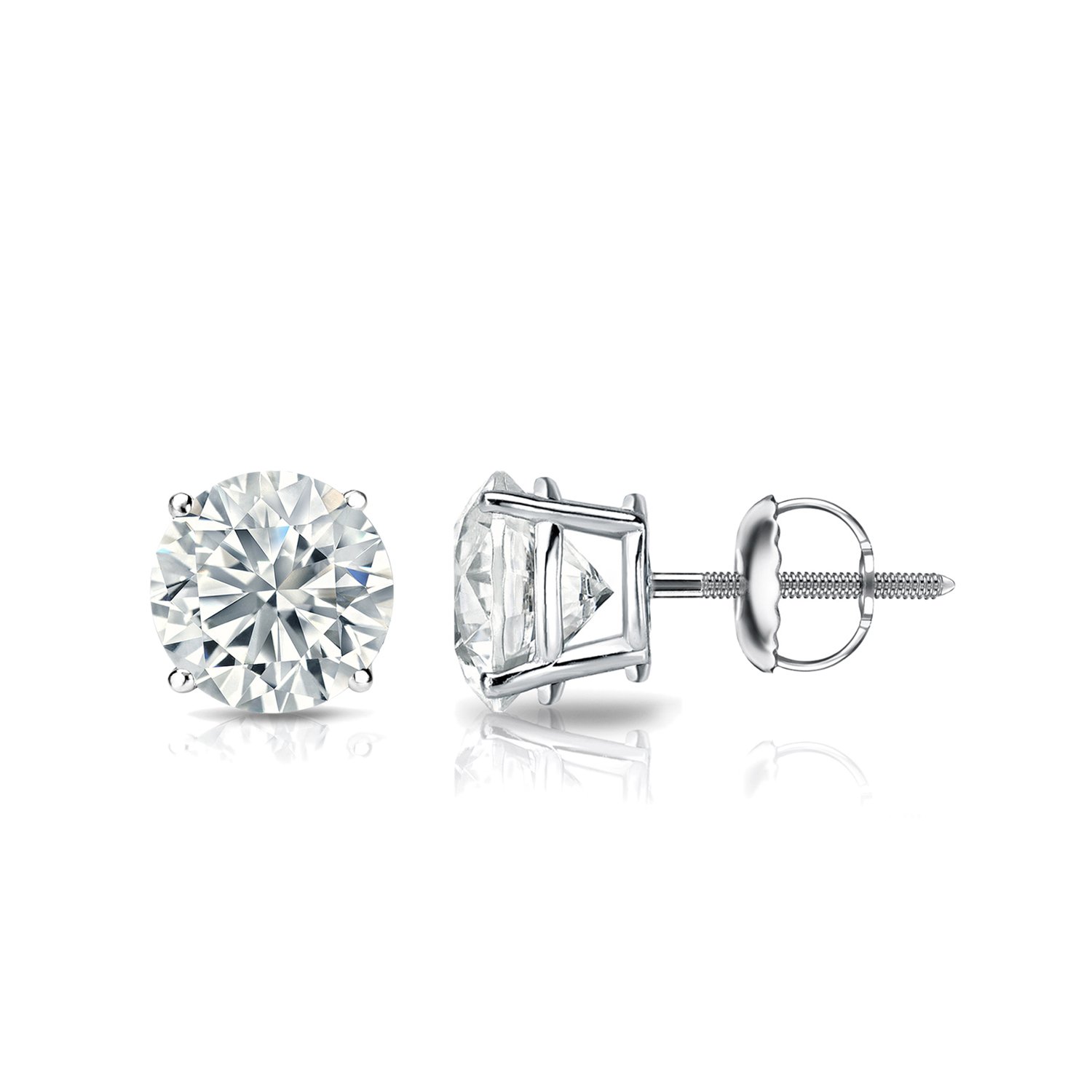 1/5 to 2 Carat Lab Grown Diamond Round Stud Earrings for Women in 14k Gold (VS2-