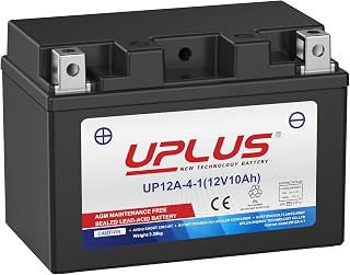 UPLUS 12V 10Ah 145A CCA Motorcycle Battery UP12A-4-1, Replaces YT12A-BS | 150L×88W×110H(mm), Terminal:(+,-), Maintenance-Free, for ATV, personal watercraft, snowmobile. Please check size
