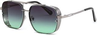 FEISEDY Sunglasses Mens Women Vintage Pilot Square Trendy Metal Steampunk Fishing Driving Sun Glasses B2894