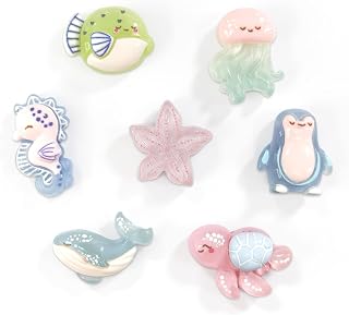 YAKAUEI 7 Pcs Ocean Animal-Themed Fridge Magnets, Small Size | Cute and Compact 3D Figure Refrigerator magnets with Powerful Magnetic Force for Fridge Whiteboard Photo Locker Decor
