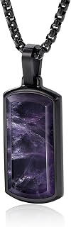 Amethyst Necklace for Men Stone Pendant Necklace with Adjustable Box Chian Gifts for Men Women