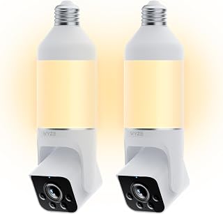 WYZE Bulb Cam - 2K HD Smart Light Bulb Security Camera 2 Pack | Color Night Vision, 800-Lumen Dimmable LED, 160° Wide View, Motion Detection & Siren, Works with Alexa & Google Assistant