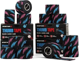 12 Rolls - SPORTTAPE Punk Weightlifting Thumb Tape for Hook Grip - Black