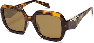 SOJOS Lentes de sol polarizados cuadrados de moda para mujeres y hombres, lentes de sol retro de polígono con marco de plástico SJ2310