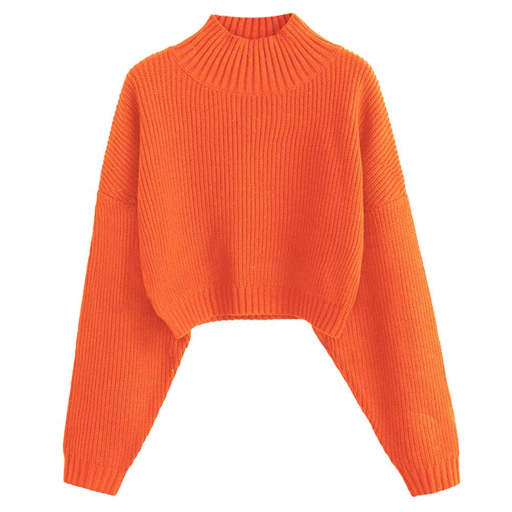 ZAFUL Women's Pullover Sweater Drop Shoulder Plain Knitted Cropped Sweater Pullo