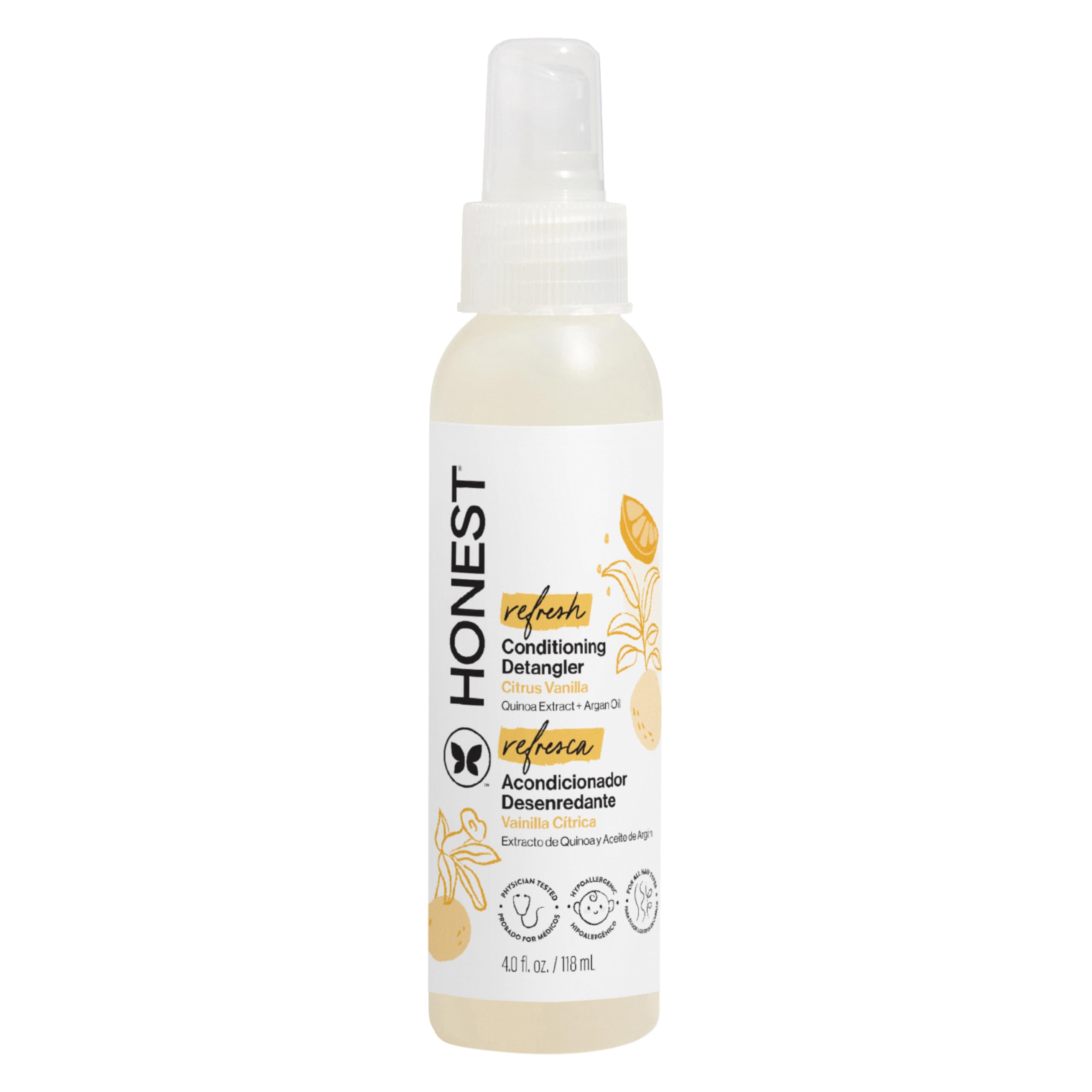 The Honest Company Hair Detangler, Citrus Vanilla Refresh, 4 fl oz | Leave-In Co