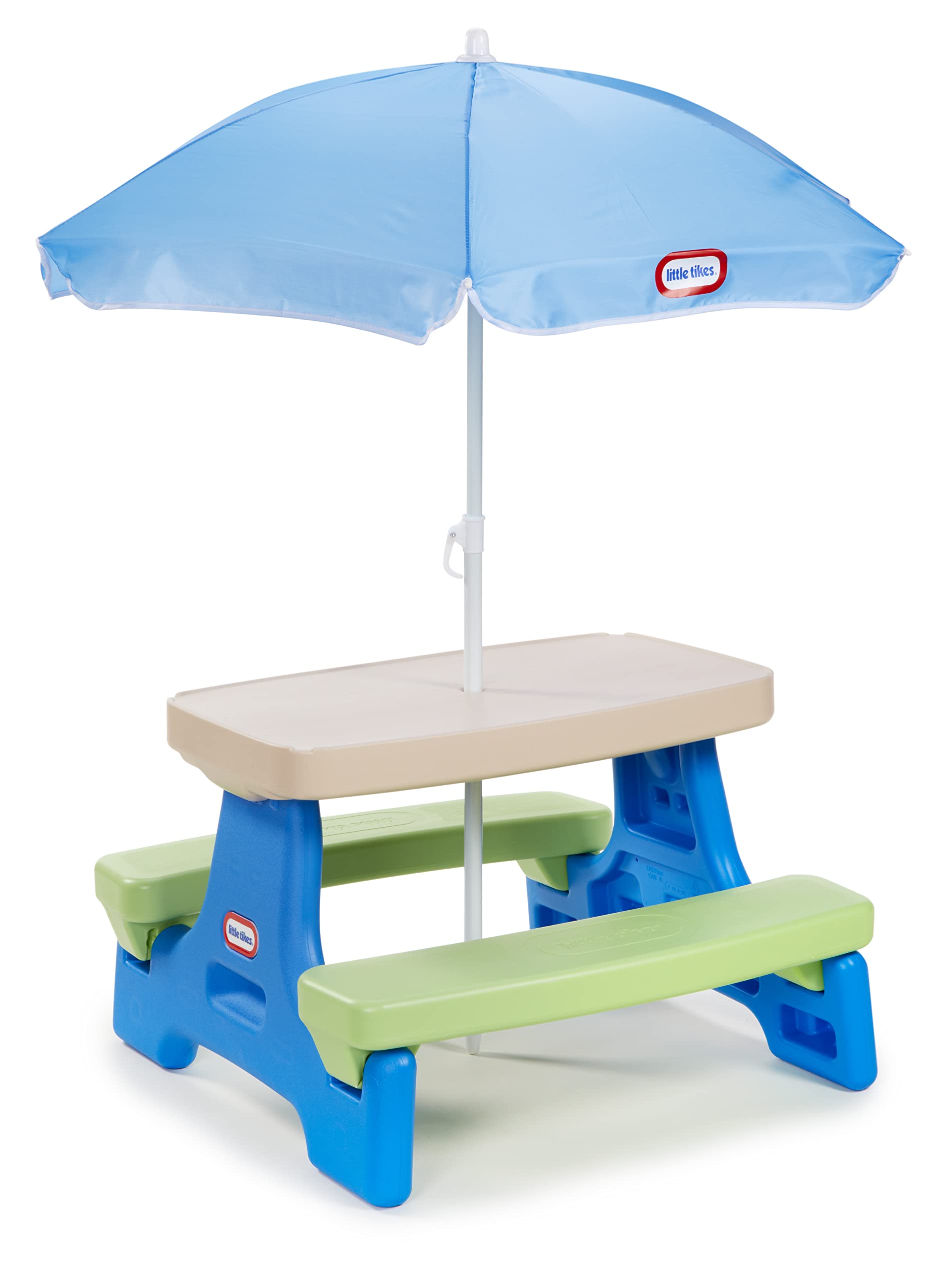 Little Tikes Easy Store Jr. Picnic Table with Umbrella - Blue / Green, 27.25''L 
