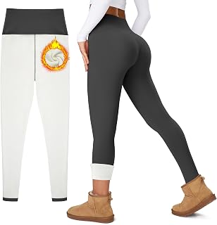 Women's Thick Fleece Lined Leggings High Waisted Tummy Control Thermal Warm Soft Yoga Pants for Cold Winter