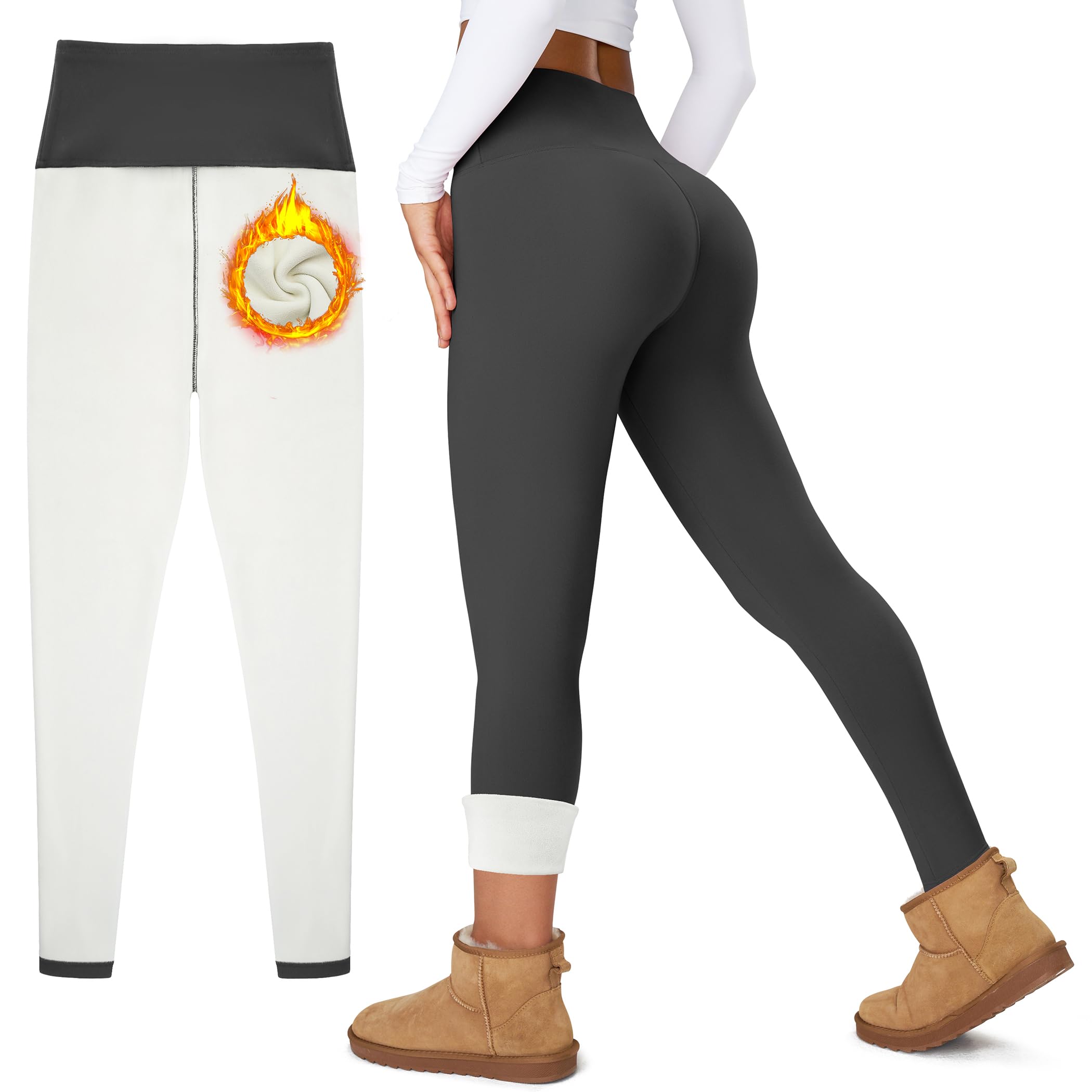Women's Thick Fleece Lined Leggings High Waisted Tummy Control Thermal Warm Soft