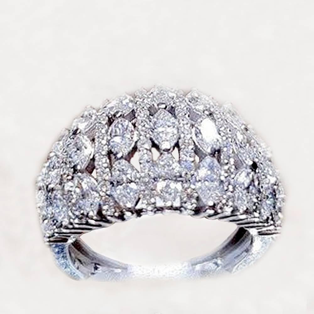 Luxury Women's Marquise Cut Zirconia Ring for Wedding Ceremony Party