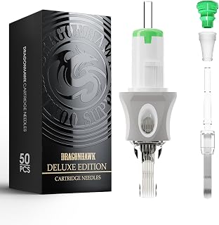 Dragonhawk Tattoo Needles Cartridges 1207RM 50 Count Bugpin Curved Magnum Glide Extra Smooth Designed for a Close Smooth Hit