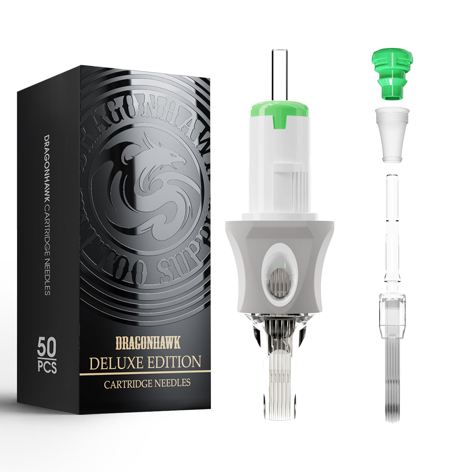 Dragonhawk Tattoo Needles Cartridges 1207RM 50 Count Bugpin Curved Magnum Glide 