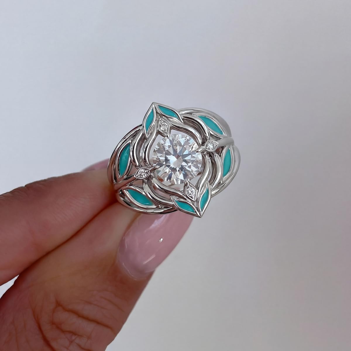 1 x Vintage Floral Ring for Women Fine Jewelry Daily life and date decoration. P
