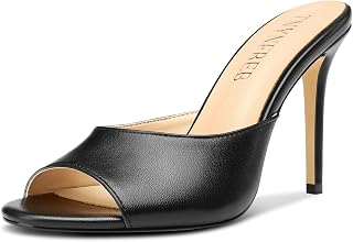 TNYNFBEB Women Stiletto Heel Sandals Open Toe Slingback Slip On Wedding Office Cute Classic 3.9 Inch