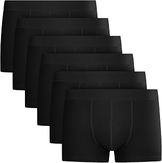 QINCAO Mens Boxers 6 Pack, Logo-Free Underwear, Soft Cotton, Breathable | Boxers for Men Cotton, Mens Underwear, Tagless, Comfortable, Mens Boxers Shorts Multipack Value