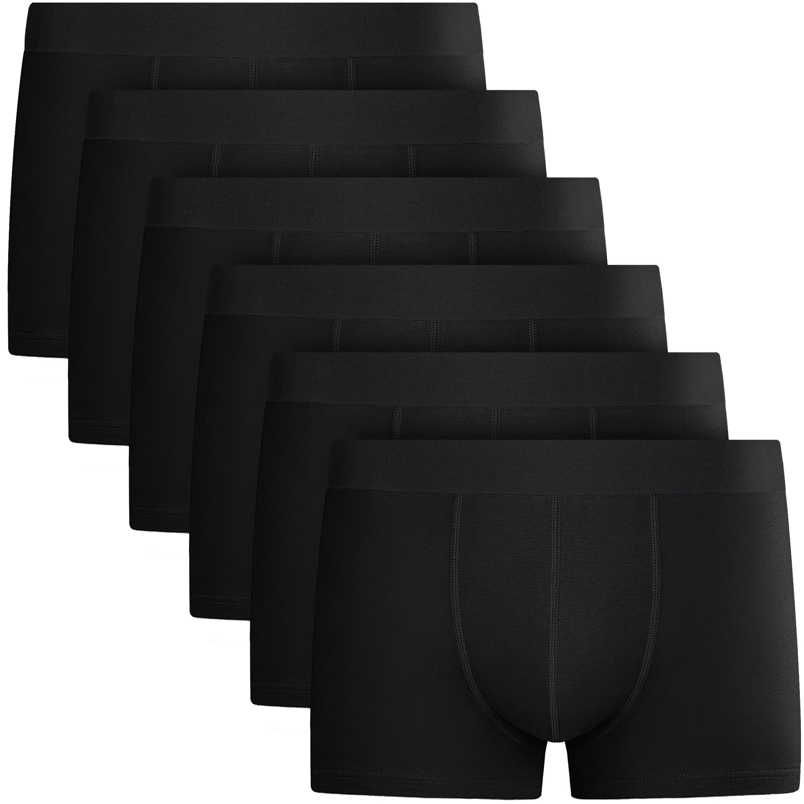 QINCAO Mens Boxers 6 Pack, Logo-Free Underwear, Soft Cotton, Breathable | Boxers