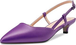 Aachcol Women's Low Heel Kittens Heel Pumps Pointed Toe Ankle Strap Slingback Dress Shoes Sandals Office Wedding Party Matte 3.5 cm