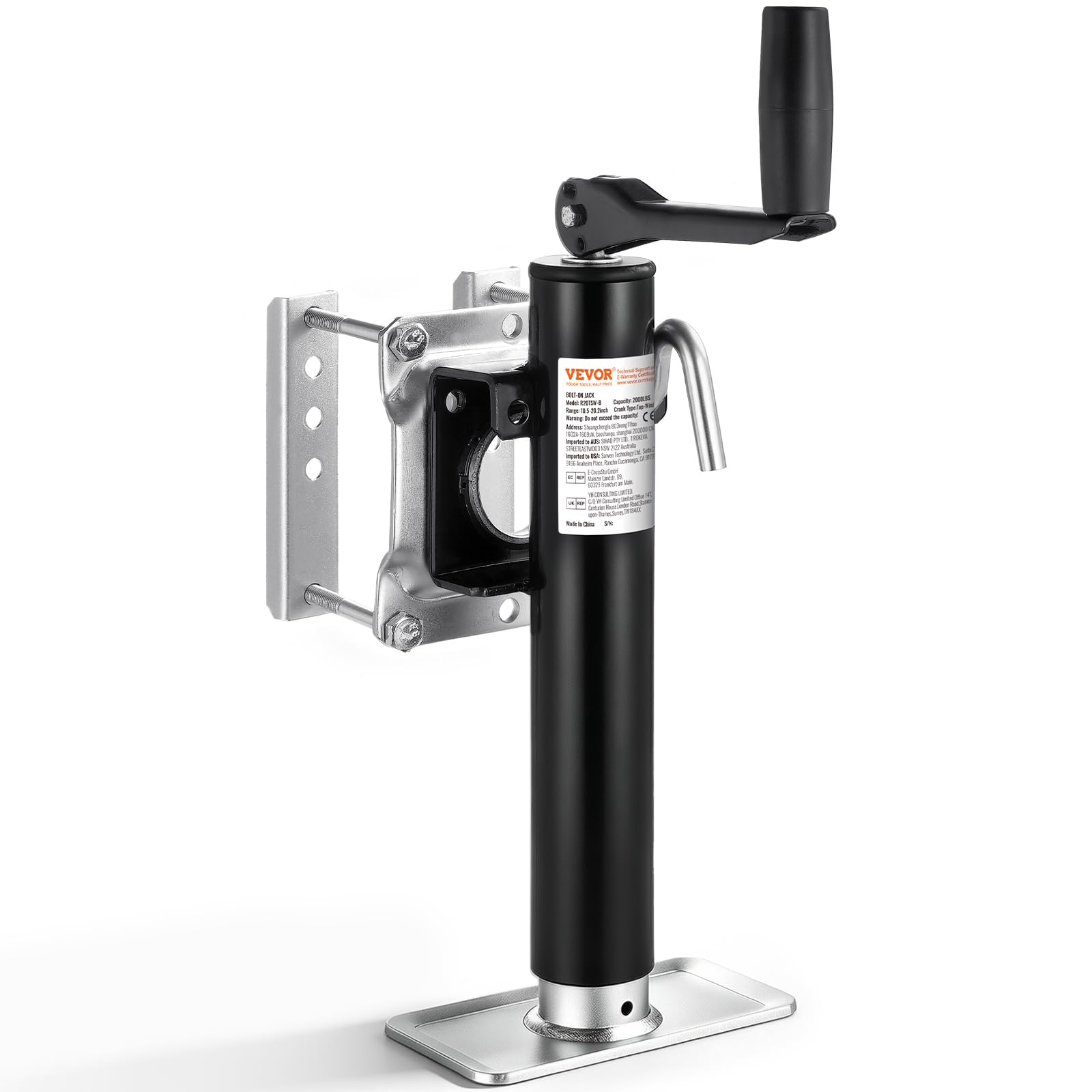 VEVOR Trailer Jack, 2000 lbs Dynamic Load, Heavy Duty Swivel Bolt-On Jack | Suit