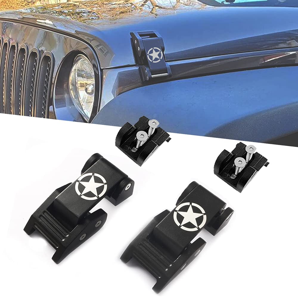 SEMTION Hood Latches Aluminum Hood Locks Compatible with Jeep Wrangler JK JKU JL