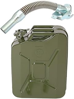 Karlhome 20 L Metal Gas Can Fuel Tank Can with Flexible Spout, Green | Petrol Diesel Storage Can Portable, for Automobile Vehicle Off Road Emergency Motorcycle Travel Supply
