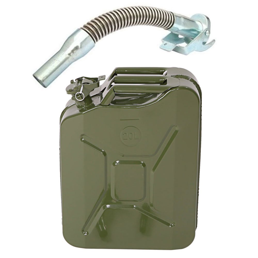Karlhome 20 L Metal Gas Can Fuel Tank Can with Flexible Spout, Green | Petrol Di