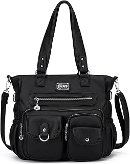 KL928 Large Purses for Women Shoulder Bag Tote Handbags Stylish Vegan Leather Hobo Bags Ladies, A-Black-4