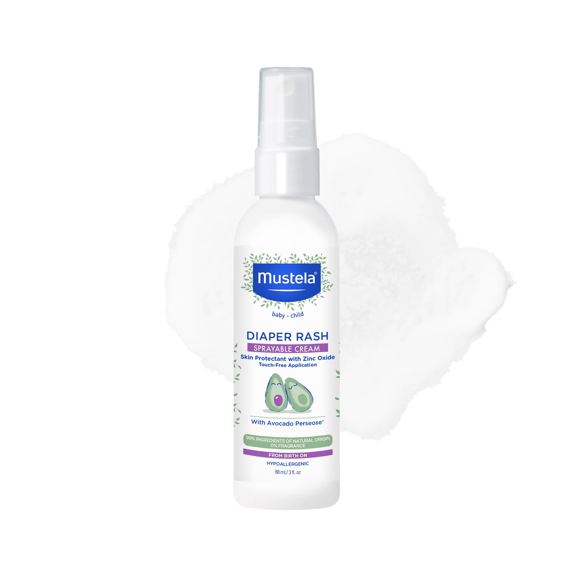 Mustela Baby Diaper Rash Cream Spray – Touch-Free protectant with Zinc Oxide & N