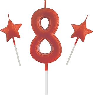 2.75in Red Number 8 Birthday Candles, Happy Birthday Cake Cupcake Toppers Decoration and Celebrating for Adults/Kids Party Baking (2.75in Red Number 8)