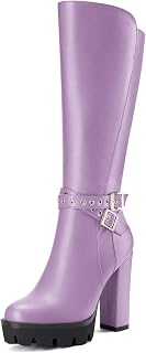 Castamere Women's Chunky Wide High Heel Closed Toe Round Toe Half Zipper Buckle Closure Office Classic Boots