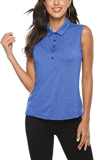 AIRIKE Ladies Golf Polo Shirt Sleeveless Summer Sports Athletic Work Wear Fashion Quick Dry Tank Tops for Women