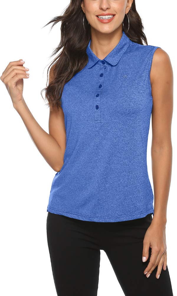 AIRIKE Ladies Golf Polo Shirt Sleeveless Summer Sports Athletic Work Wear Fashio