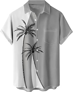 Tropical Shirts Button Down Holiday Casual Hawaiian Short Sleeve Men Loose Beach Shirts