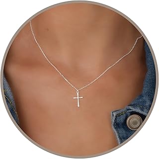Annika Bella Cross Necklace for Women, Dainty Minimalist Pendant Cross Necklaces
