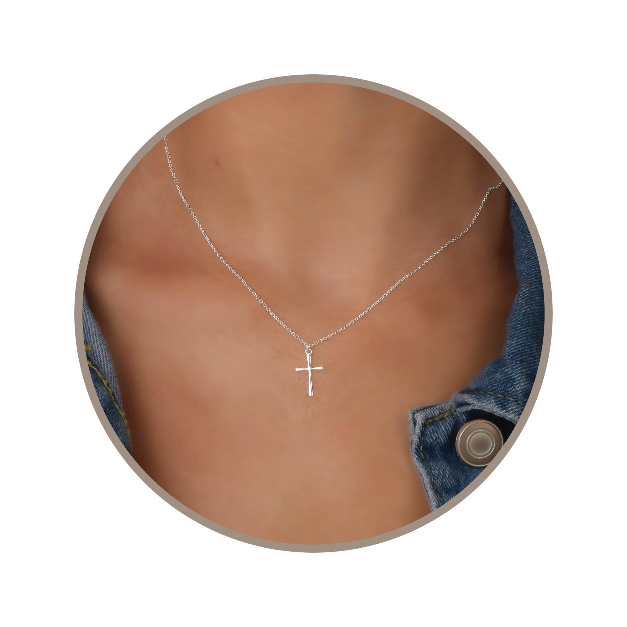 Annika Bella Cross Necklace for Women, Dainty Minimalist Pendant Cross Necklaces