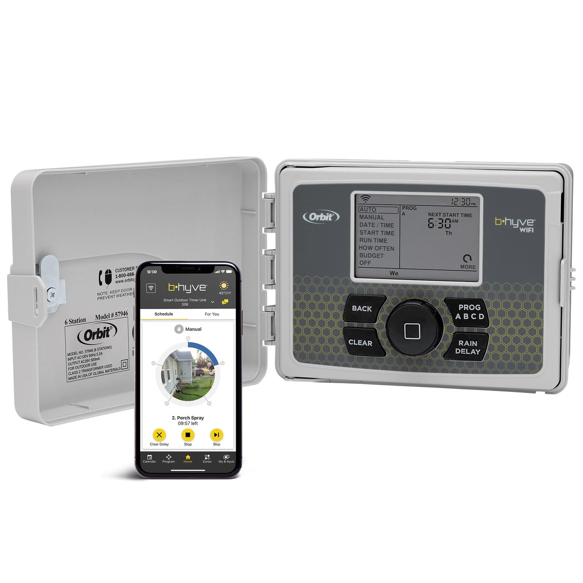 Orbit B-hyve Smart Sprinkler Controller, 6-Zone - 57946 | App Controlled with Cu