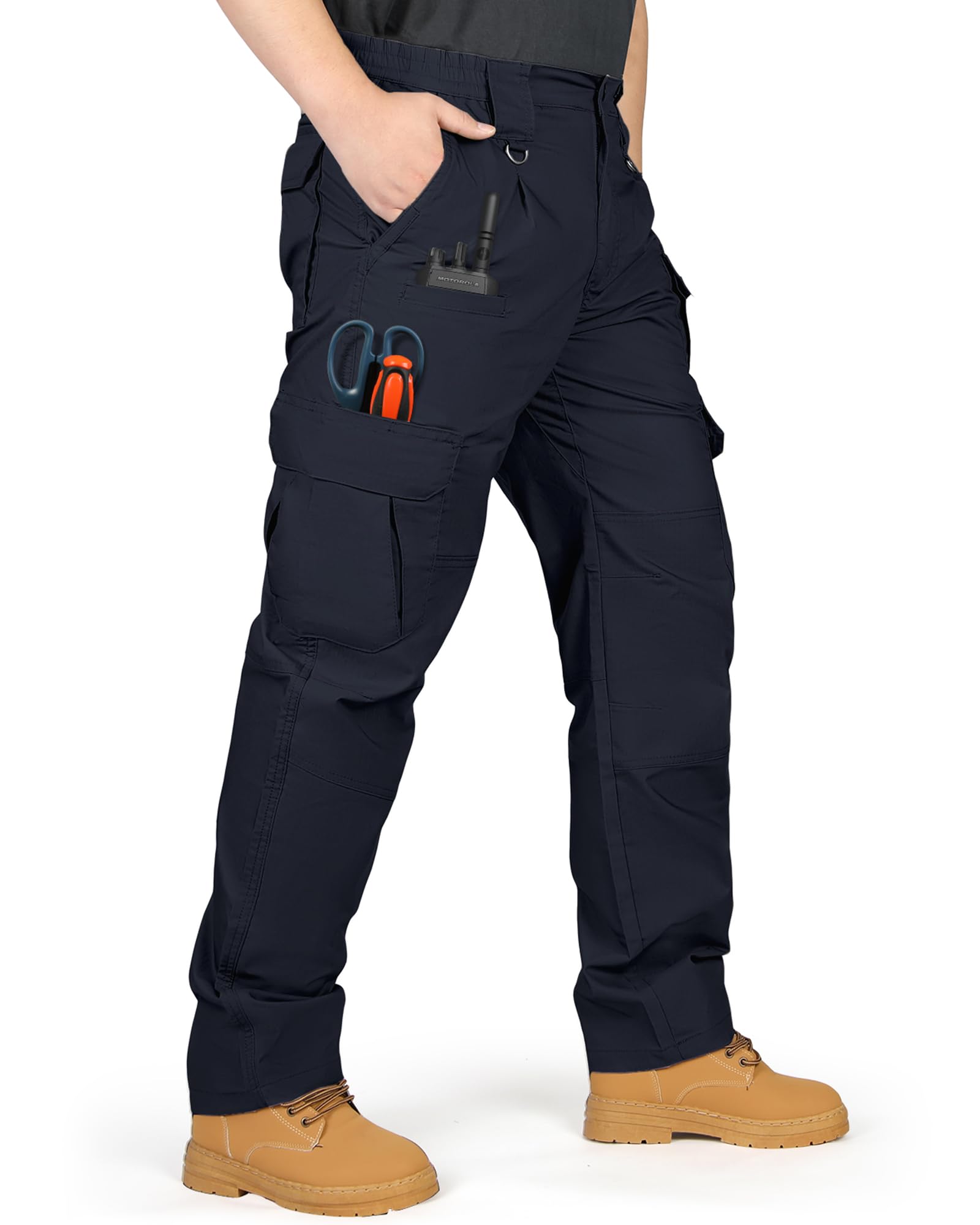 IGOLUMON Mens Work Trousers Mens Cargo Trousers Stretch Fit Multi-Pockets
