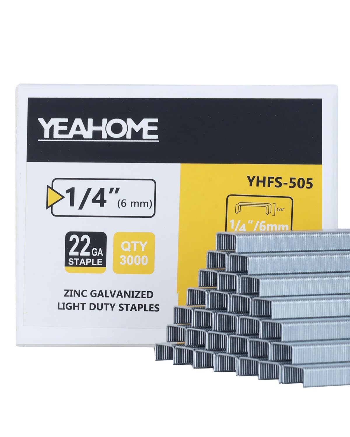 YEAHOME Light Duty Staples for Staple Gun, 3000 Counts 1/4-Inch JT21 Staples Sta