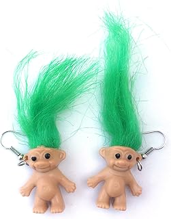 Lovely Ugly Doll Dangle Earrings, Cute Ugly Doll with Colorful Hair Drop Earrings for Women Men Funny Jewelry Gift