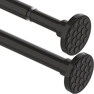 Curtain Pole 250 cm Long Curtain Rod Extra Length Shower Rail No Drilling Clothes Rail Extendable for Bathroom, Bedroom Black (85-265CM Φ32 mm)
