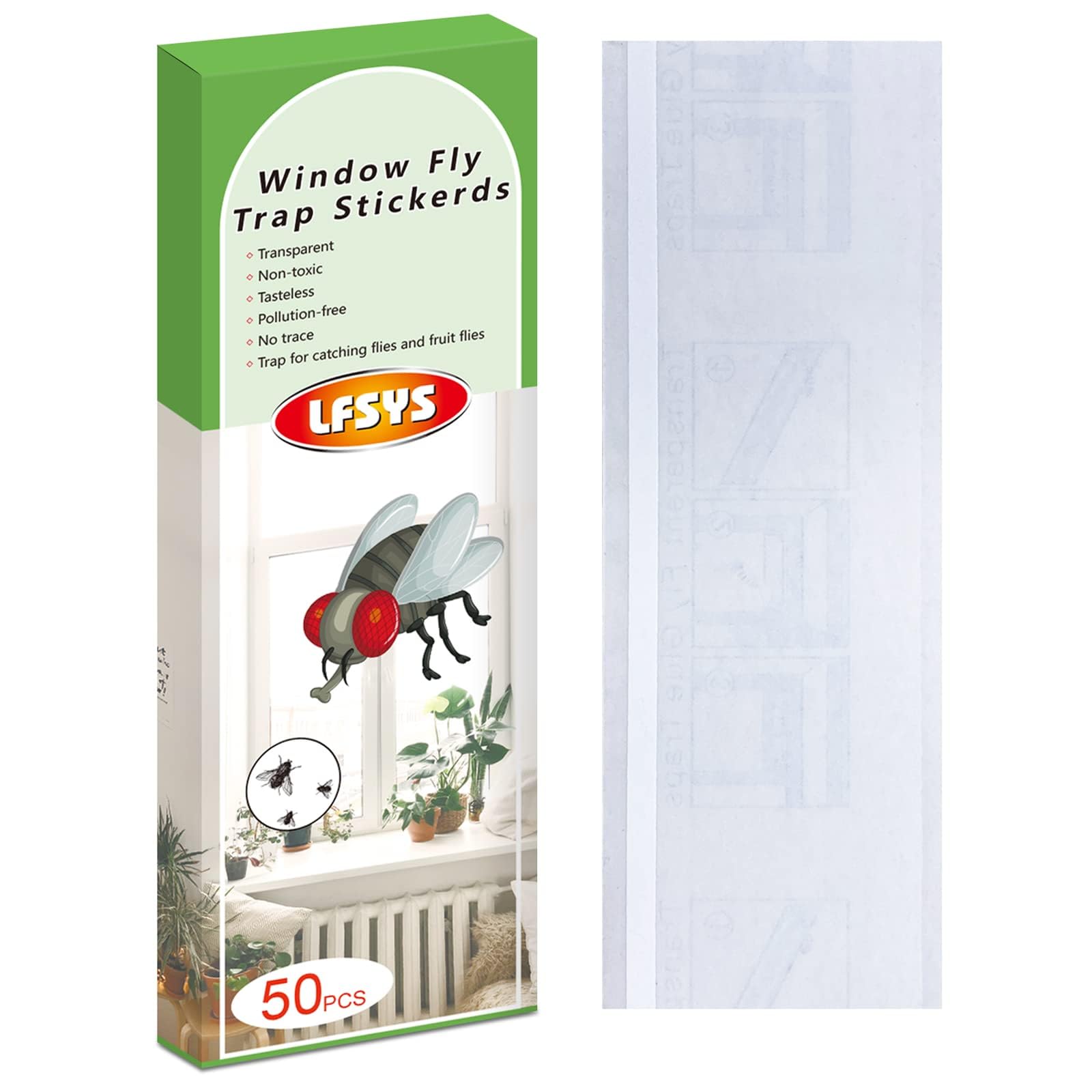LFSYS 50 Pack Window Flie Trapz, Fruit Flie Trapz for Indoors, Fly Paper Stiky S
