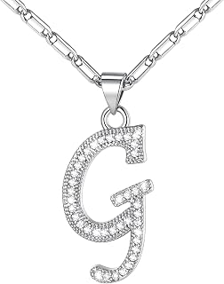 U7 Initial Necklace for Women,CZ Initial Letter Necklace,20"+2"
