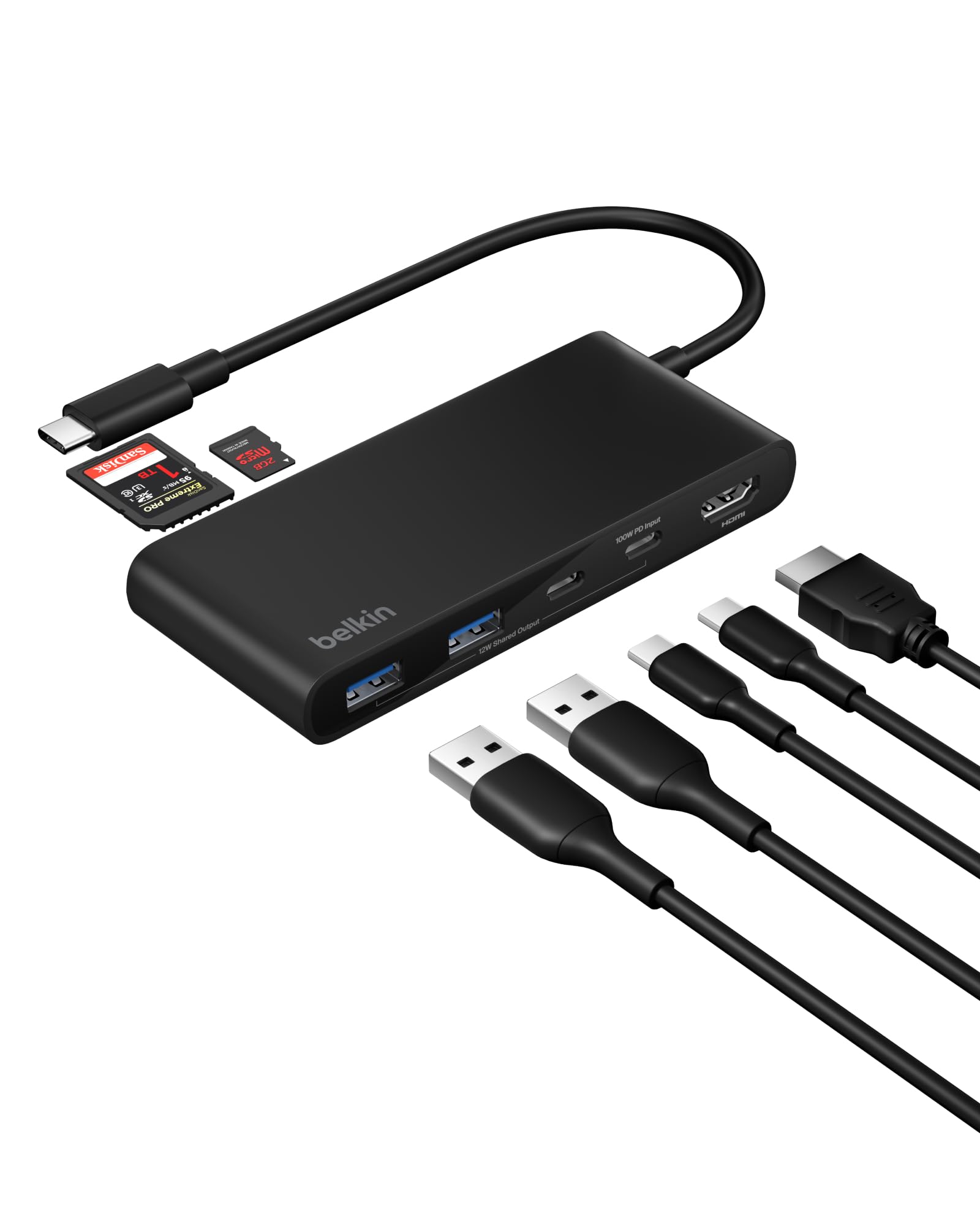 Belkin 7 Port USB-C Hub with HDMI 2.0 4K@60Hz, SD Card Reader and MicroSD Card R