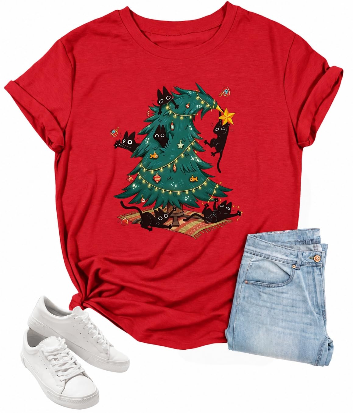Cat Shirts for Women Black Cat Mom Shirt Cute Animal Graphic Tee Teen Funny Casu