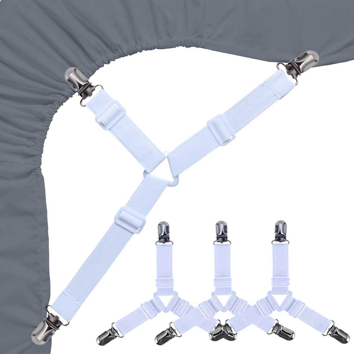 Bed Sheet Holders Straps Fasteners - 4 Pcs Triangle Sheet Fasteners Fitted Flat 
