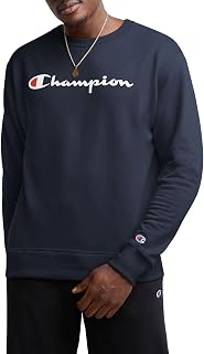 Champion Men's Crewneck Fleece Sweatshirt, Standard Fit, Midweight, Script Logo, Available in Regular and Big & Tall