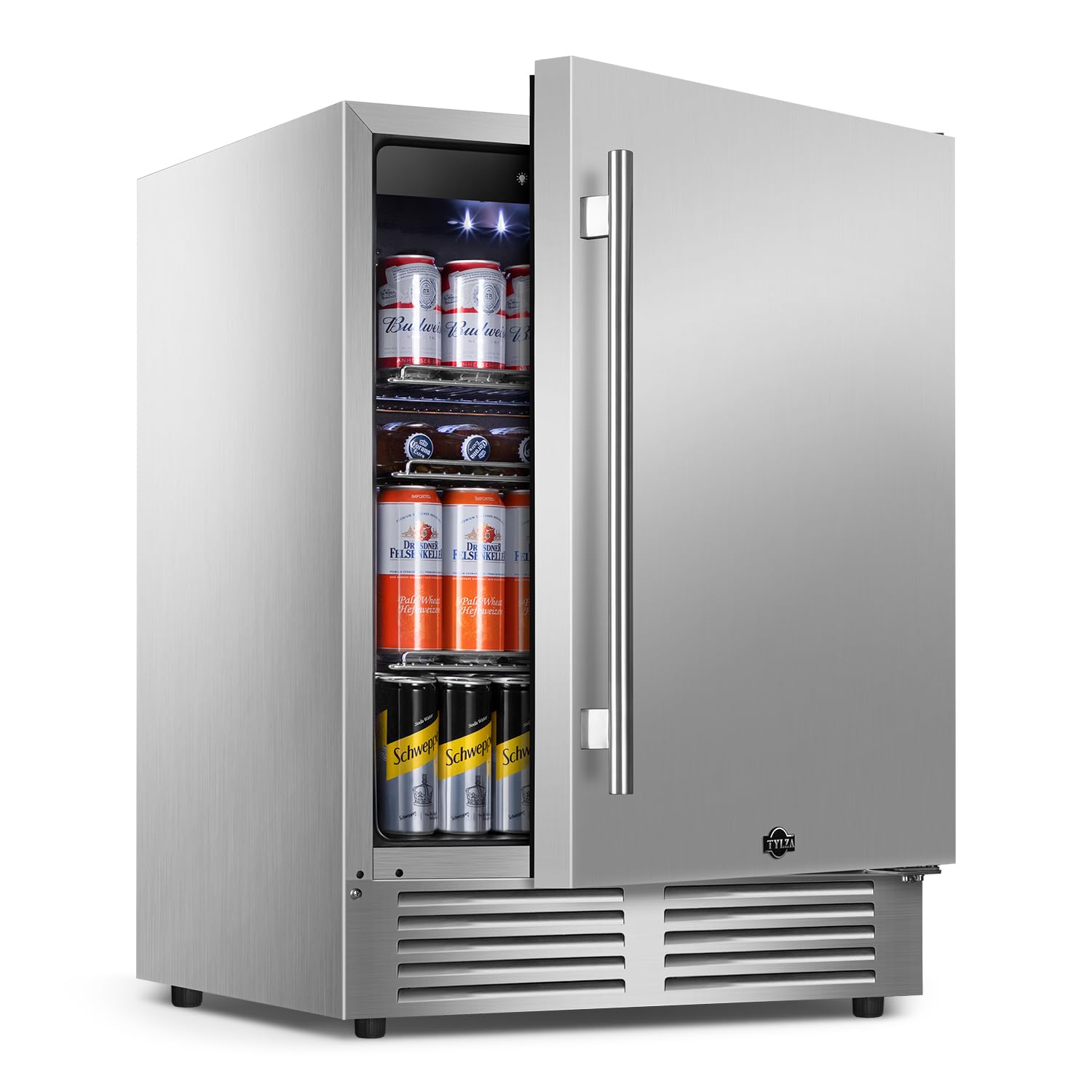 Tylza 24" Outdoor Beverage Refrigerator 176 Can Stainless Quick Chill | Stainles
