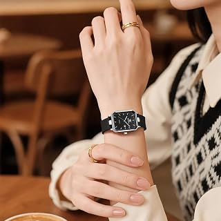 OLEVS Women's Quartz Watch Square Dial Analogue Waterproof Classic Elegant Design Best Gift for Daily Wear